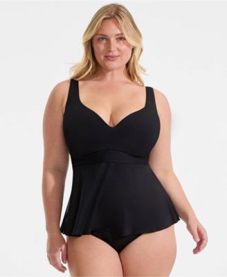 Plus Size Sweetheart Belted Flutter Tankini