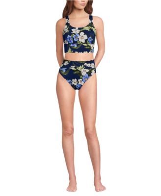 Women's Tugless Midkini Top and High Waisted Bottom Swimsuit Set
