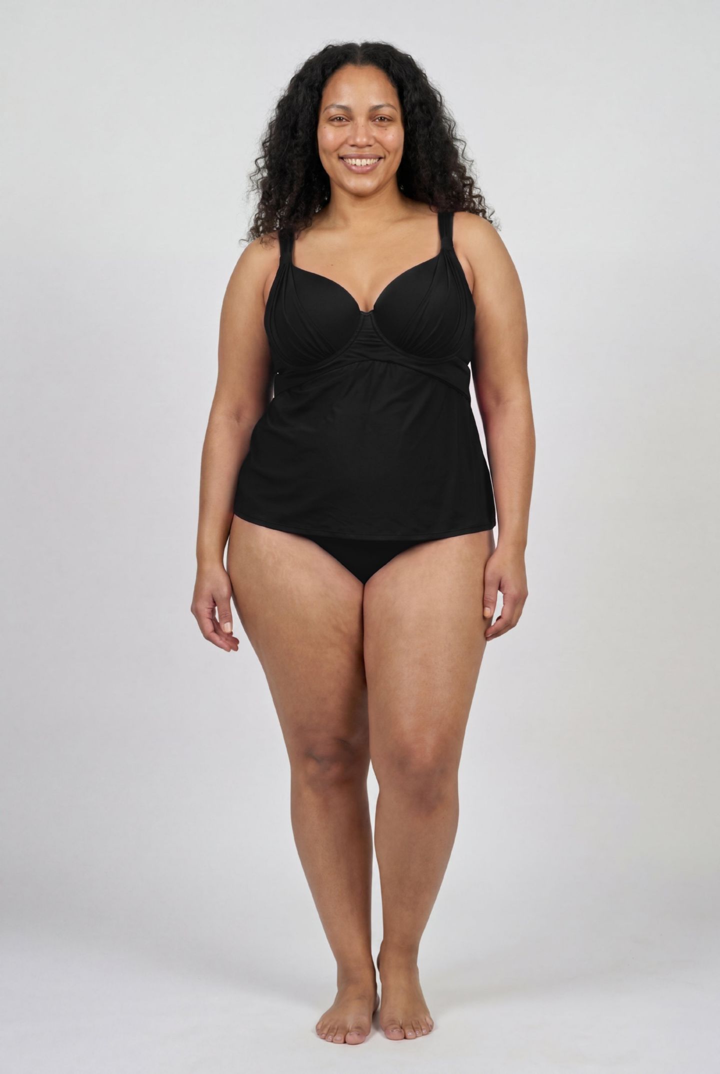 Верх бикини Drape, на косточках, танкини — Swimsuits for All, цвет: Чёрный — фото 1
