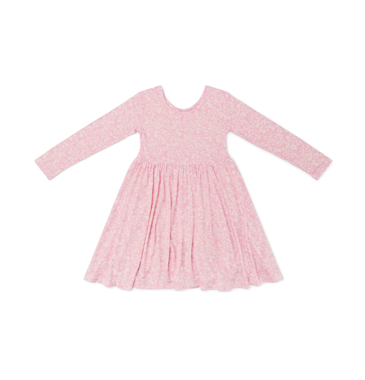 Платье Motette Petite Fleur Bamboo Twirl Dress для девочек, цвет: Розовый / Белый — фото 2