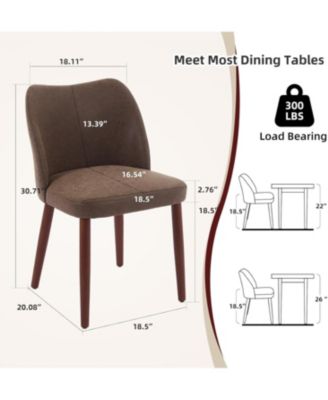 Leather Dining Chairs Set of 2, Upholstered Wingback Chairs with Wood Legs