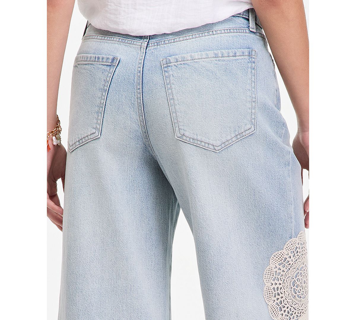 On 34th Women's Crochet Medallion High-Rise Wide-Leg Cropped Jeans, Macy's Exclusive view 6 — MAYCSS fashion products