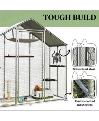 Zeus and Ruta Large Walk In Cat Patio Enclosure Outdoor Catio Garden Pet Playpen For Yard