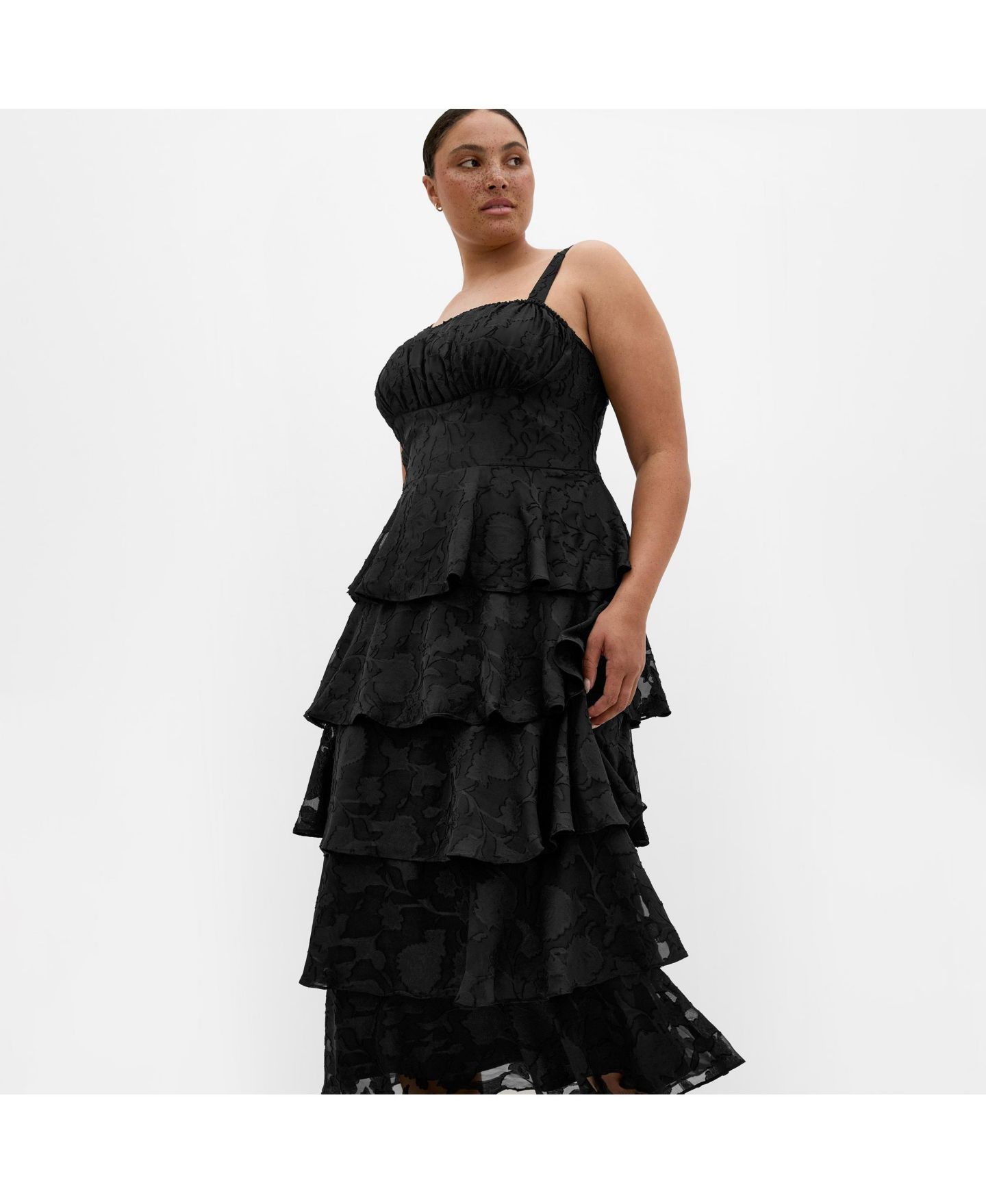 Женское платье CITY CHIC Plus Size Daniela Ruffle Tier, цвет: Чёрный — фото 3