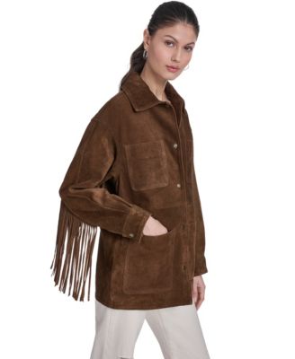 Women's Real Suede 4-Pocket Chore Coat