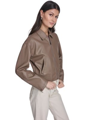 Women's Faux Leather Bomber Jacket