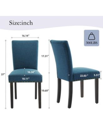 Dining Chairs Set of 6 Upholstered Persons Dinner Room Chair Sets Fabric Kitchen Chairs Solid Wood Legs and Padded Cushion