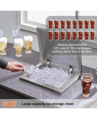 14 x 12 x 18 Inch Drop-In Stainless Steel Ice Chest, 40 Qt with Hinged Lid