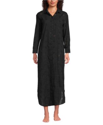 Women's Eyelet Button Down Maxi Cover-up Dress