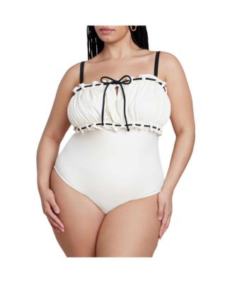 Plus Size Ruched Bandeau One Piece