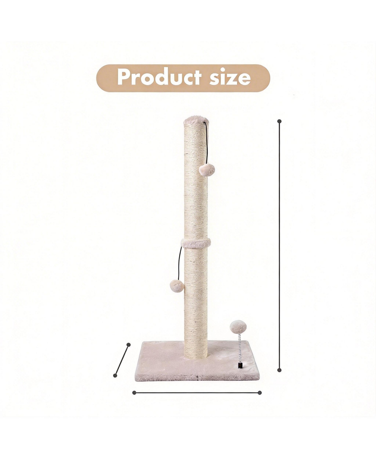 Aronkl 34" Tall Cat Scratcher Sisal Post Tree with Hanging Ball for Indoor Cats