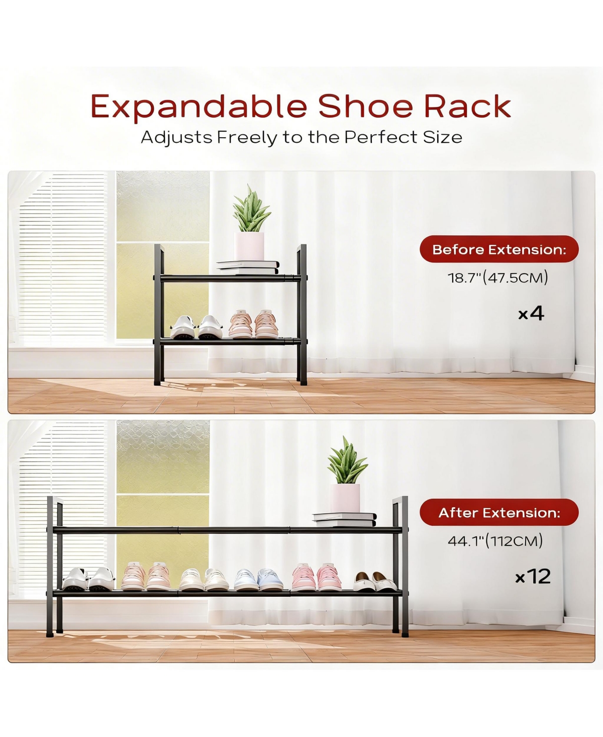 Yigii Metal Expandable Shoe Rack Adjustable