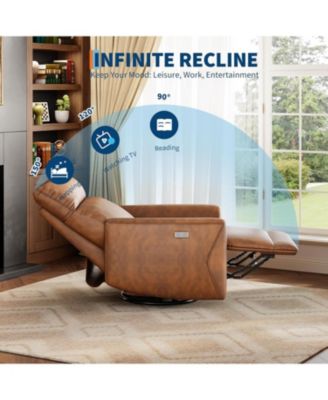 Power Recliner Chair,Swivel Rocker Chair for Adults,Upholstered Fabric Glider Recliner Nursery Chair with USB Ports