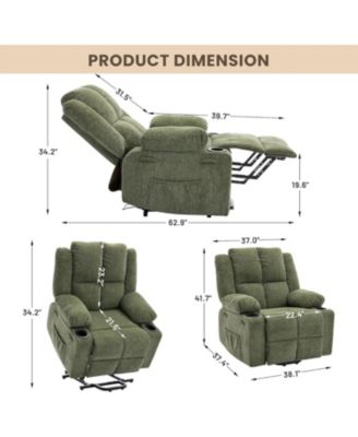 Oversized Power Lift Recliner Chair for Elderly,Adjustable Lay Flat Lift Chair Electric Recliner Chairs with Massage and Heat,for Living Room