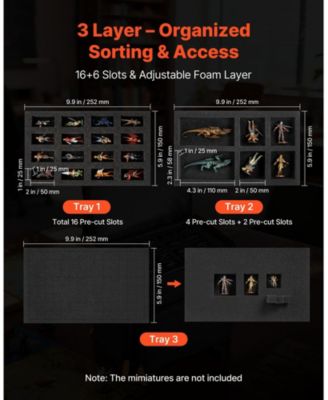 Miniature Figure Storage Bag Fits 58 Infantry Minis with 3 Foam Layers and Shoulder Strap