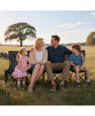 4-Seat Portable Folding Sports Bench with Backrest and Carry Bag