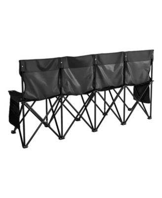 4-Seat Portable Folding Sports Bench with Backrest and Carry Bag