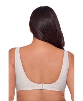 Women's Supportive Basket Weave Scoop Back Cutout U-Wire Bikini Swimsuit Top