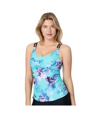 Women's Side Shirred V-Neck Tankini Top