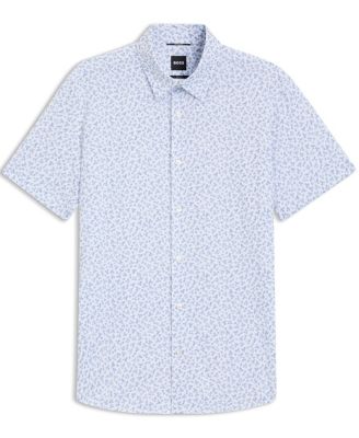 BOSS By Men's Cotton-Blend Jersey Short-Sleeve Shirt
