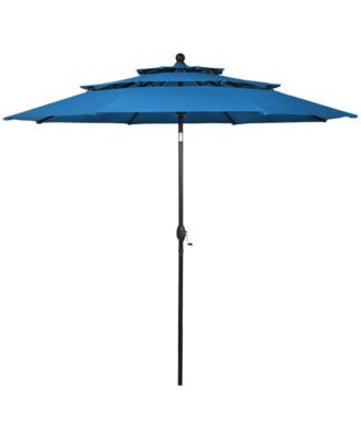 10ft 3 Tier Patio Market Umbrella Aluminum Sunshade Shelter Double Vented