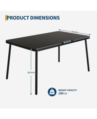 Outdoor Dining Table, Iron Frame with Tempered Glass Top, Large Patio Table for Garden, Restaurant & Backyard