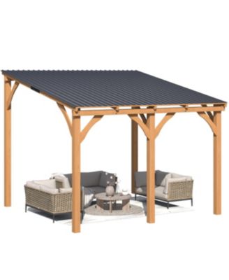 10' x 10' Wooden Hardtop Lean-To Feature Gazebo/Pergola