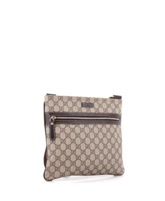 Medium Front Zip Flat Messenger Bag GG Coated Canvas