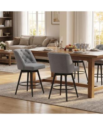Swivel Bar Stools with Backs,26" Counter Height Bar Stools Set of 2,Modern Kitchen Island Chairs for Kitchen Island,Home