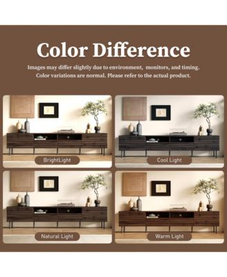 78 inch Modern TV Stand for TVs up to 85" with Closed Storage & Cable Management, Soft-Closing Hinges, Iron Legs for Living Room