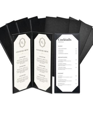 WeChef 4.25"x11" Restaurant Menu Holders 5 Pack 1 View and 5 Pack 2 View kit PU Leather w/ Angled Corners for Wine List