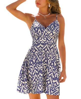 Women's Printed V-Neck Cami Mini Dress