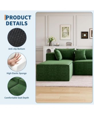 Modular L-Shaped Sectional Sofa, Cloud Couch with Deep Seat, Upholstered Chenille