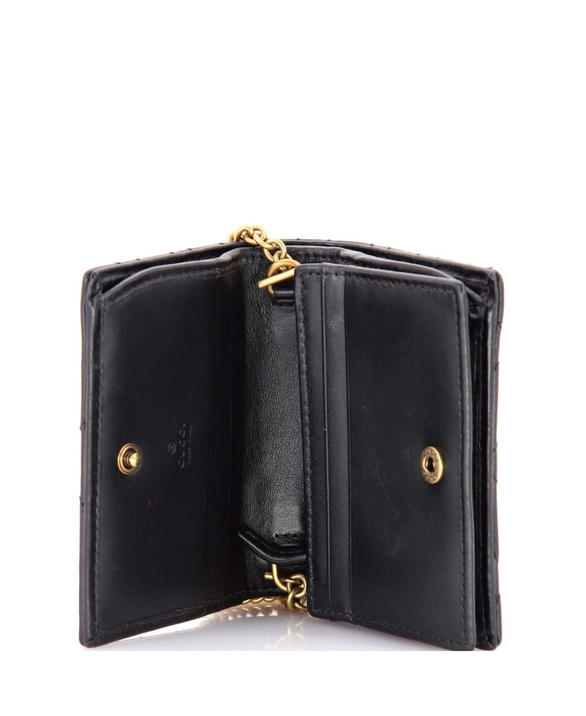 Pre-Owned Gucci Gg Marmont Card Case on Chain Matelasse Leather