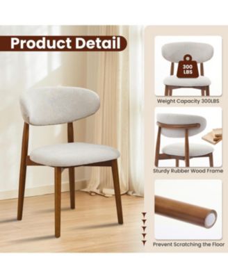 Wooden Dining Chairs Set of 2, Mid Century Modern Fabric Upholstered Dining Room Chair, Farmhouse Kitchen Side Chairs with Wood Legs