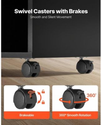 2 Drawer Mobile File Cabinet with Open Shelves and Lockable Wheels