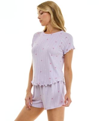 Women's Short-Sleeve Top and Pull-On Shorts, 2-Piece Set