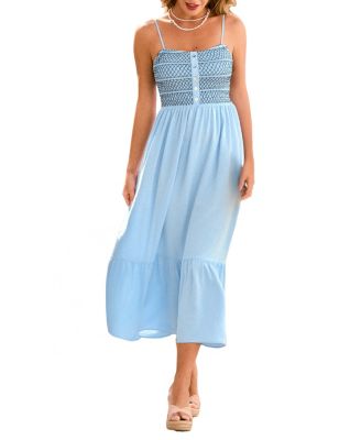 Women's Smocked Bodice Cami Midi Beach Dress