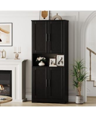 Tall Kitchen Pantry Cabinet, Storage Cabinet with Doors and Adjustable Shelves, Freestanding Cupboard for Living Room, Dining Room
