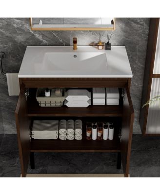 30"Bathroom Vanity with Sink, Soft-Closing Drawers and Large Storage for Modern Bathrooms, Floor Standing or Wall Mounted