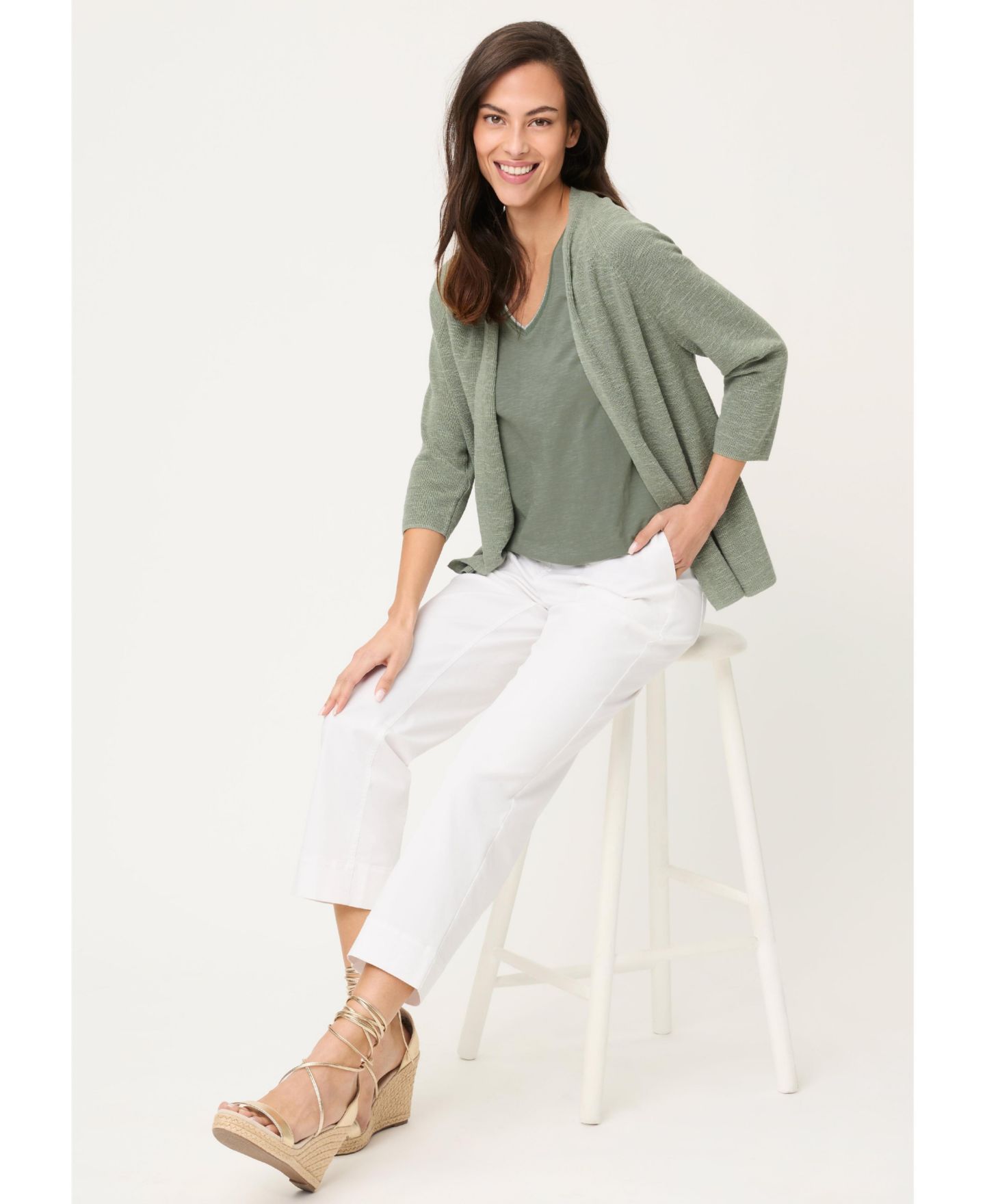Женская футболка Olsen V-Neck, цвет: Хаки — фото 5