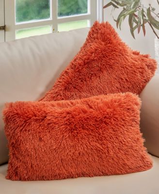 Textured Fluffy Decorative Pillow, 12" x 20"