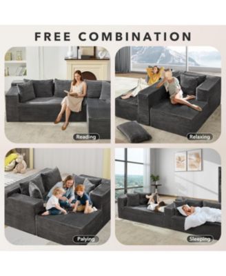 106" Modular Sectional Sofa with Chaise, 3-Seat Cloud Couch with Memory Foam