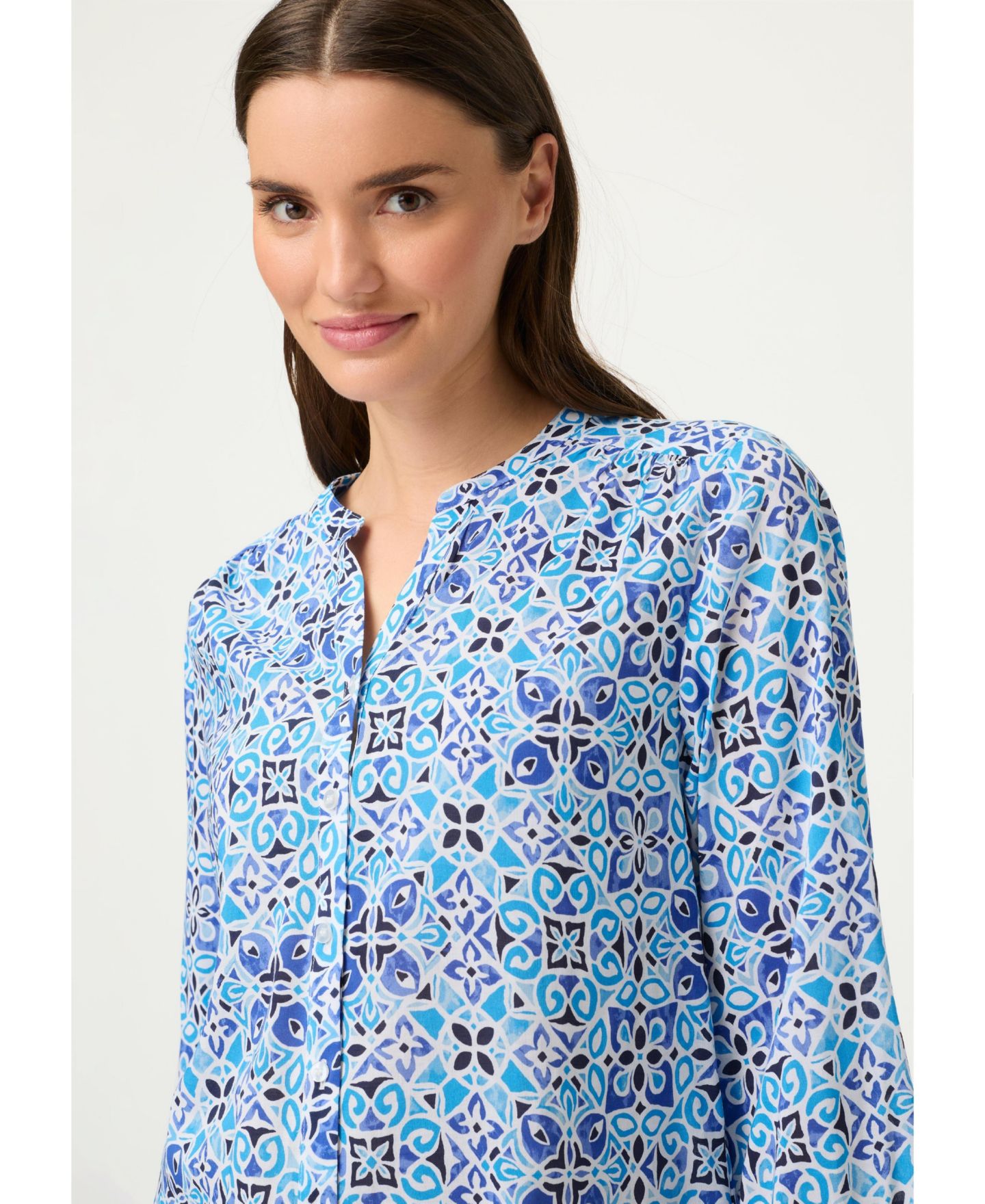Женская рубашка Olsen Panneaux Tile Print Tunic, цвет: Синий — фото 5