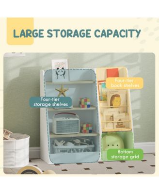 4 Tier Kids Bookshelf and Toy Storage Organizer with Book Rack