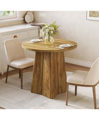  31.50" Round Dining Table for 2 People, Farmhouse Dining Room Table for Living Room, Circle Kitchen Table