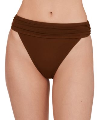 Women's High-Leg Ruched Band Swim Bottoms