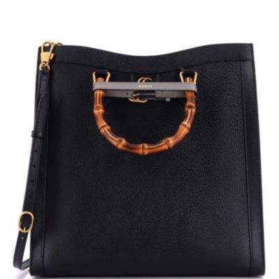 Large Diana NM Bamboo Handle Tote Leather