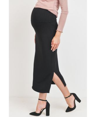 Maternity High-Rise Pencil Midi Skirt with Side Slits