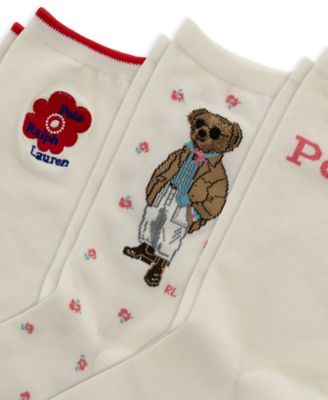 Women's Floral Bear Crew Socks, 3-Pack